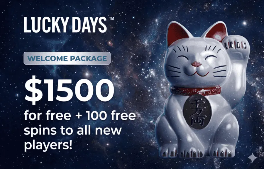 Lucky Days Casino welcome bonus with free spins promotion for new players